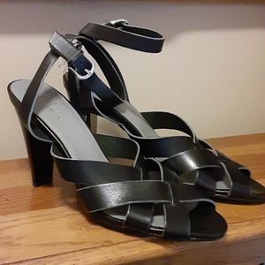 Cole Haan Nike Air black leather high heel ankle strap sandal NEW no box…sz 9